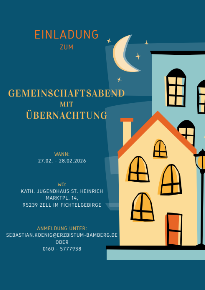 Erste Seite des Flyers 'Gemeinschaftsabend mit Übernachtung'
